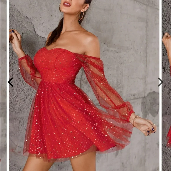 Double Crazy Star Mesh Fit & Flare Dress - Picture 2 of 15